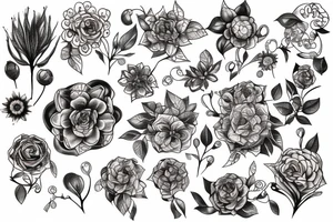 Circuitry and wires that transform into roots and flowers tattoo idea