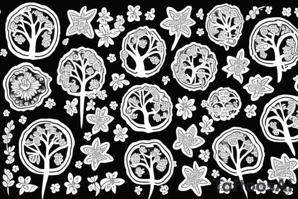 Tree with flowers blooming and circuits for roots tattoo idea