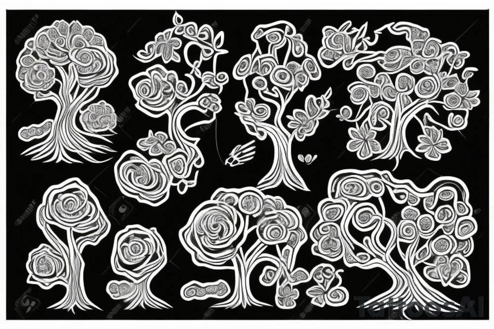 Tree with flowers blooming and circuits for roots tattoo idea