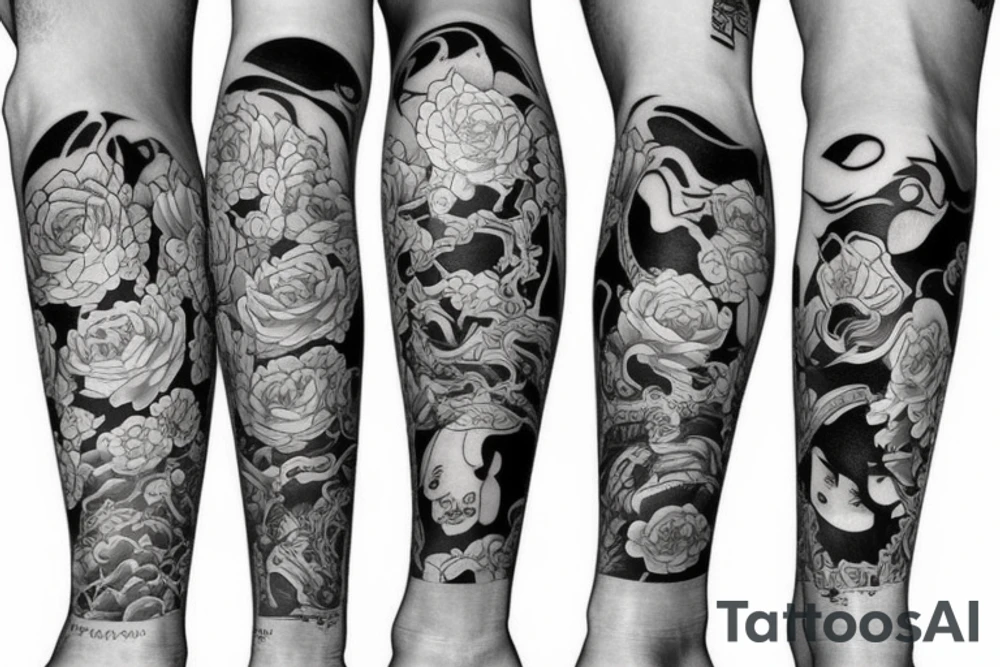Japanese leg sleeve tattoo idea