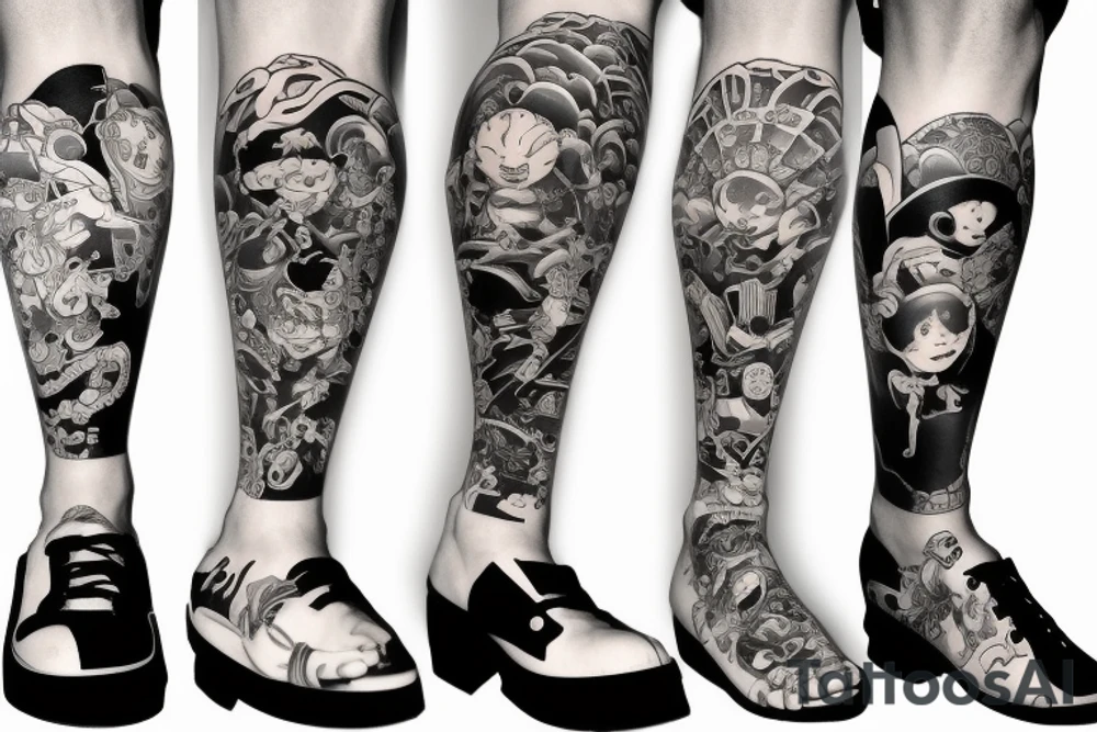 Japanese leg sleeve tattoo idea
