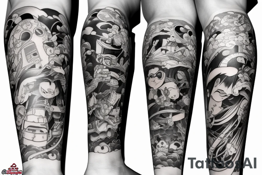 Japanese leg sleeve tattoo idea