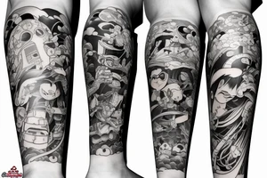 Japanese leg sleeve tattoo idea