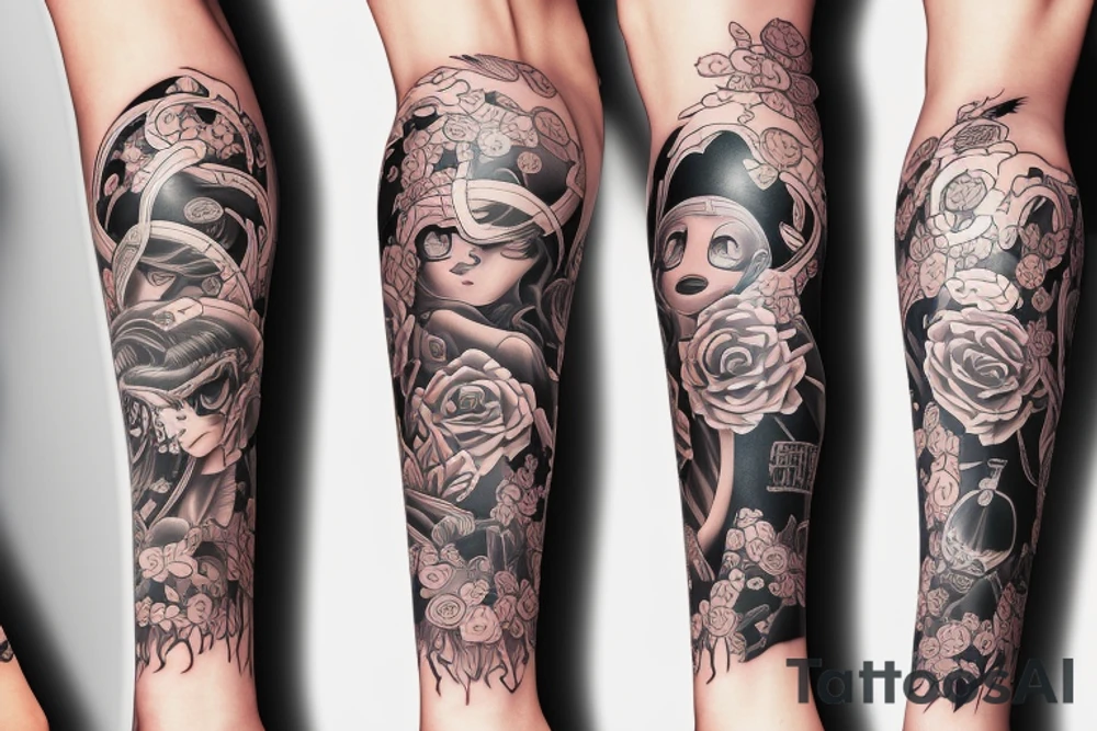 Japanese leg sleeve tattoo idea