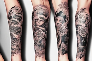 Japanese leg sleeve tattoo idea
