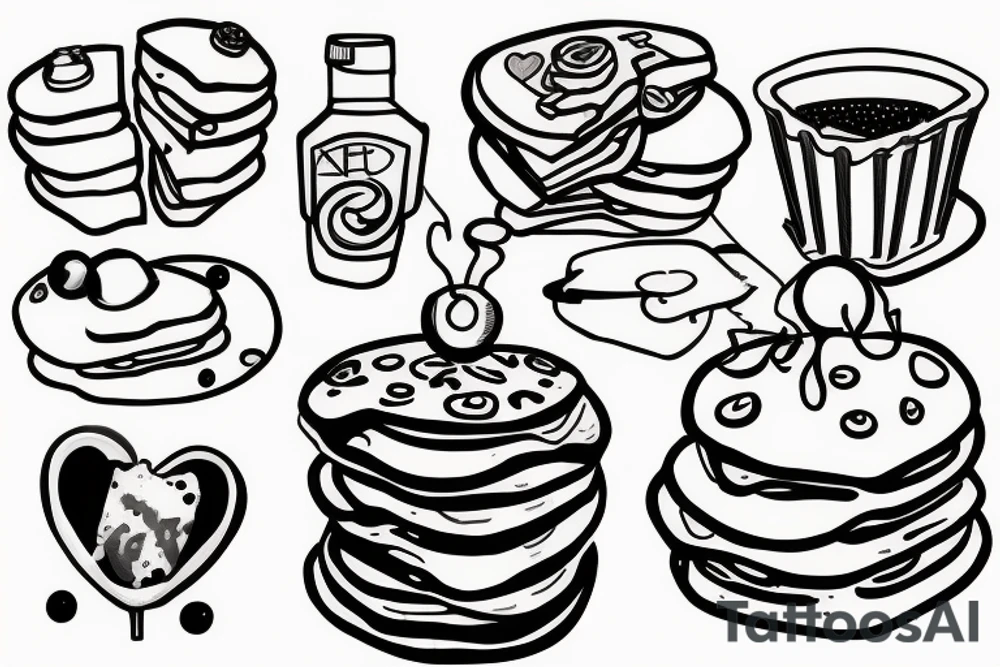 new school pancakes tattoo idea