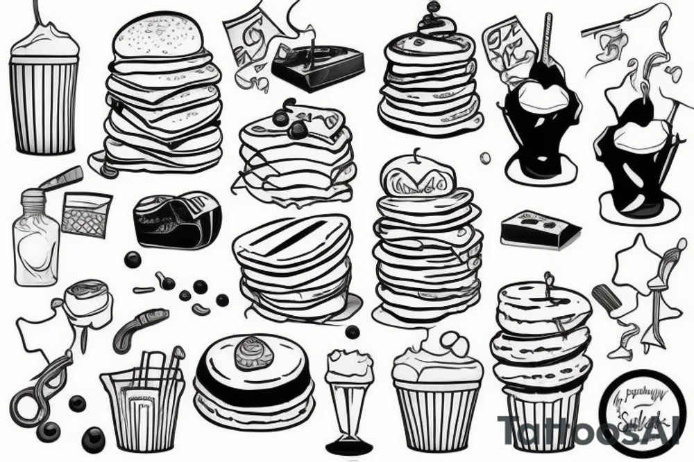 new school pancakes tattoo idea