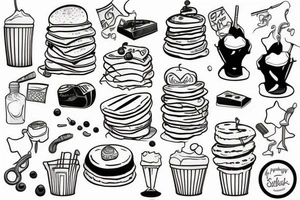 new school pancakes tattoo idea
