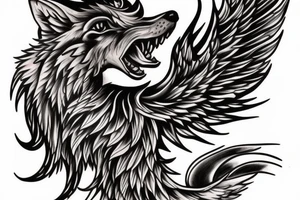 Wolf and phoenix tattoo idea