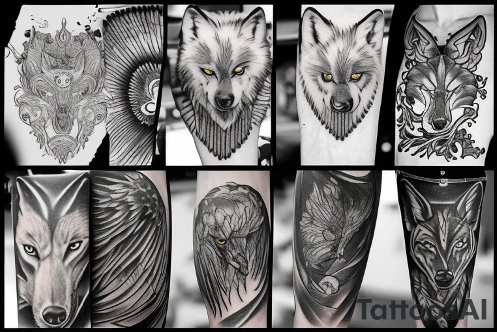 Wolf and phoenix tattoo idea