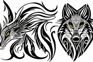 Wolf and phoenix tattoo idea