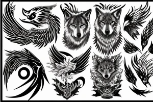 Wolf and phoenix tattoo idea