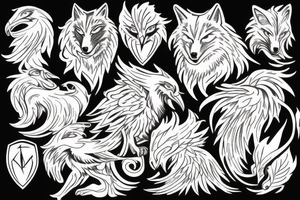 phoenix and wolf tattoo idea