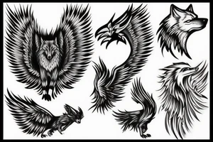 phoenix and wolf tattoo idea