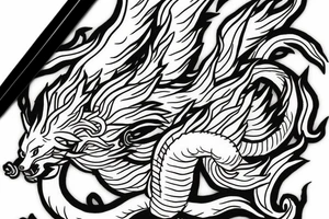 Ninetails fighting with shenron tattoo idea