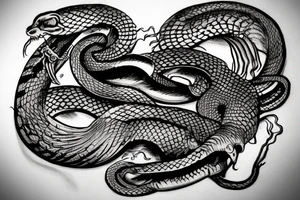 world snake eating its tail in the style of H.R. Giger tattoo idea