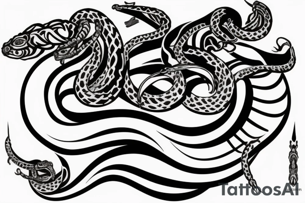 world snake eating its tail in the style of tattoo idea