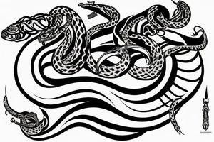 world snake eating its tail in the style of tattoo idea