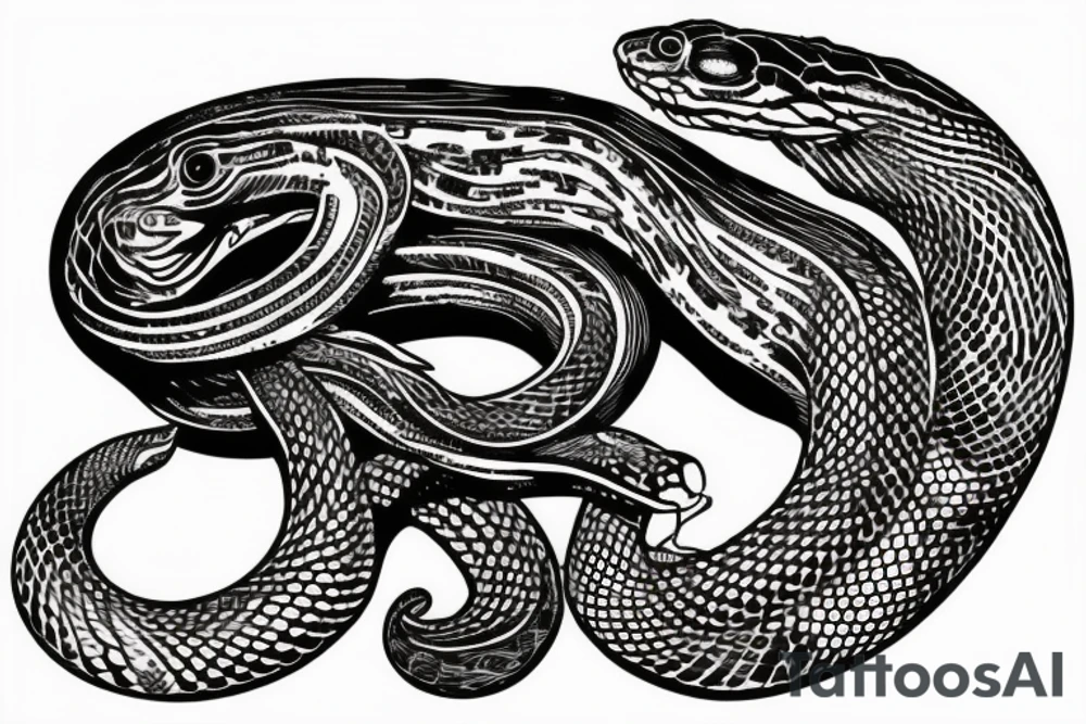 world snake eating its tail in the style of tattoo idea