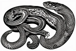 world snake eating its tail in the style of tattoo idea