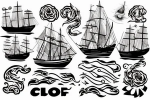 An old ship on fire tattoo idea