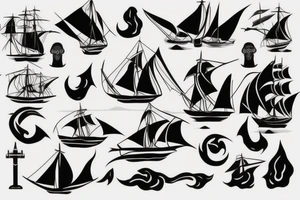 burning ship tattoo idea