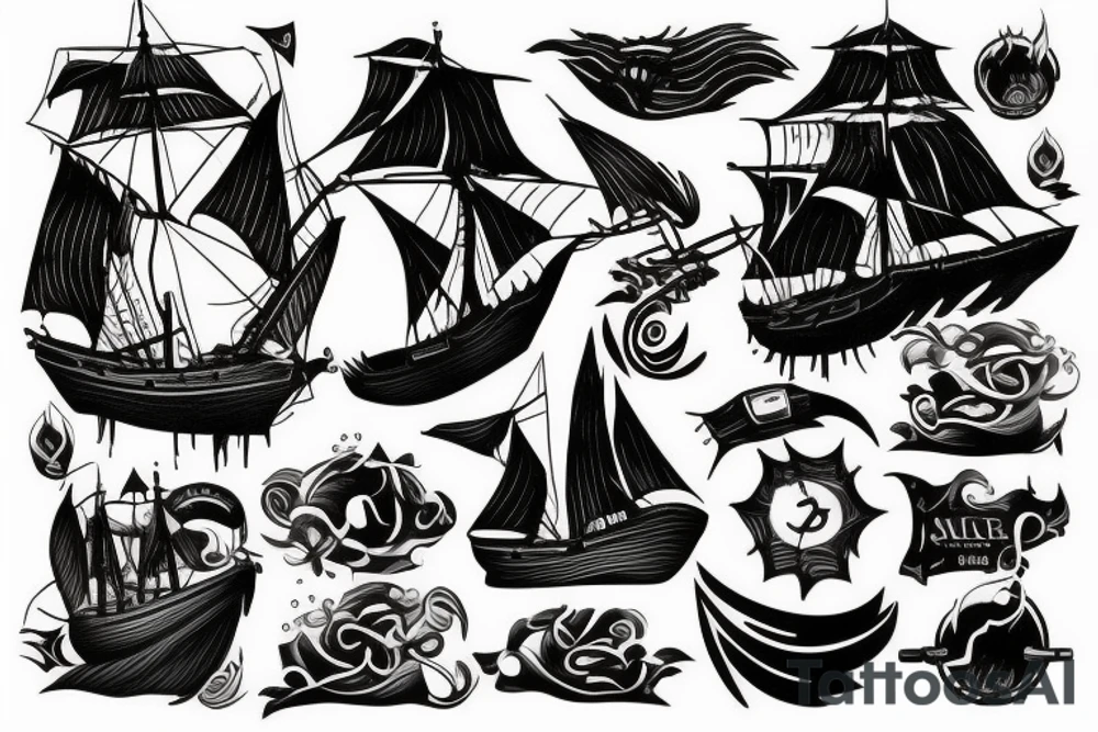 burning ship tattoo idea
