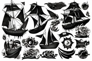 burning ship tattoo idea