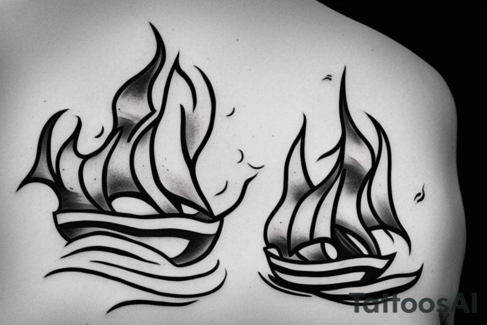 burning ship tattoo idea