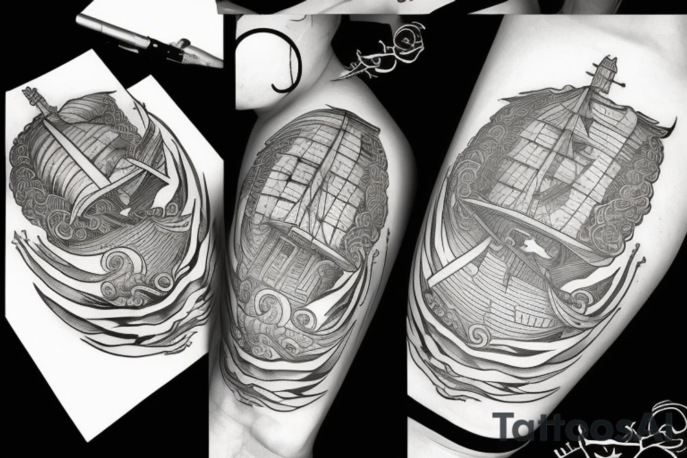 burning ship tattoo idea