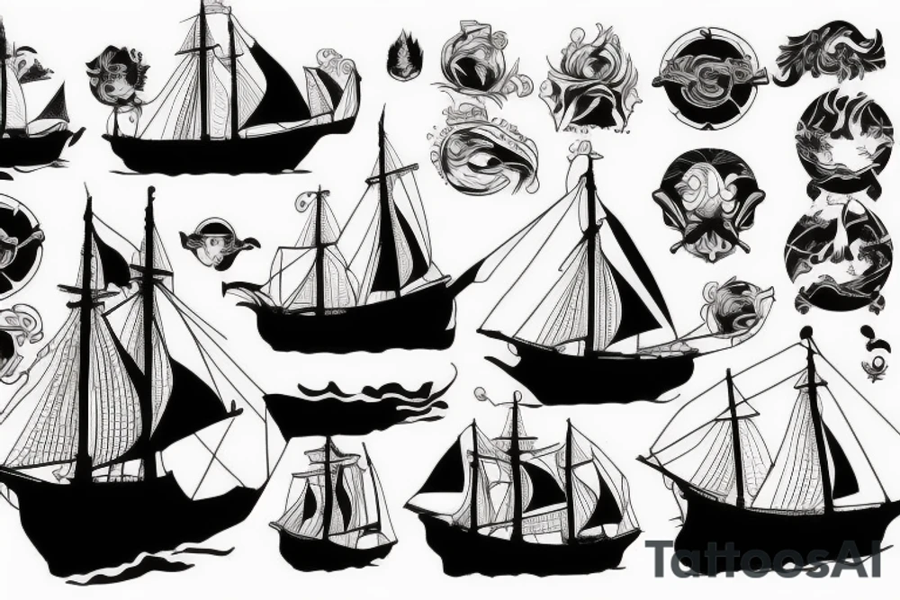 burning ship tattoo idea
