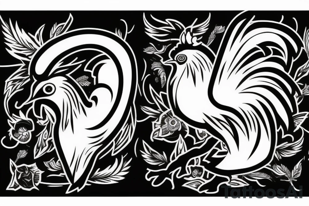 Rooster fighting tattoo idea
