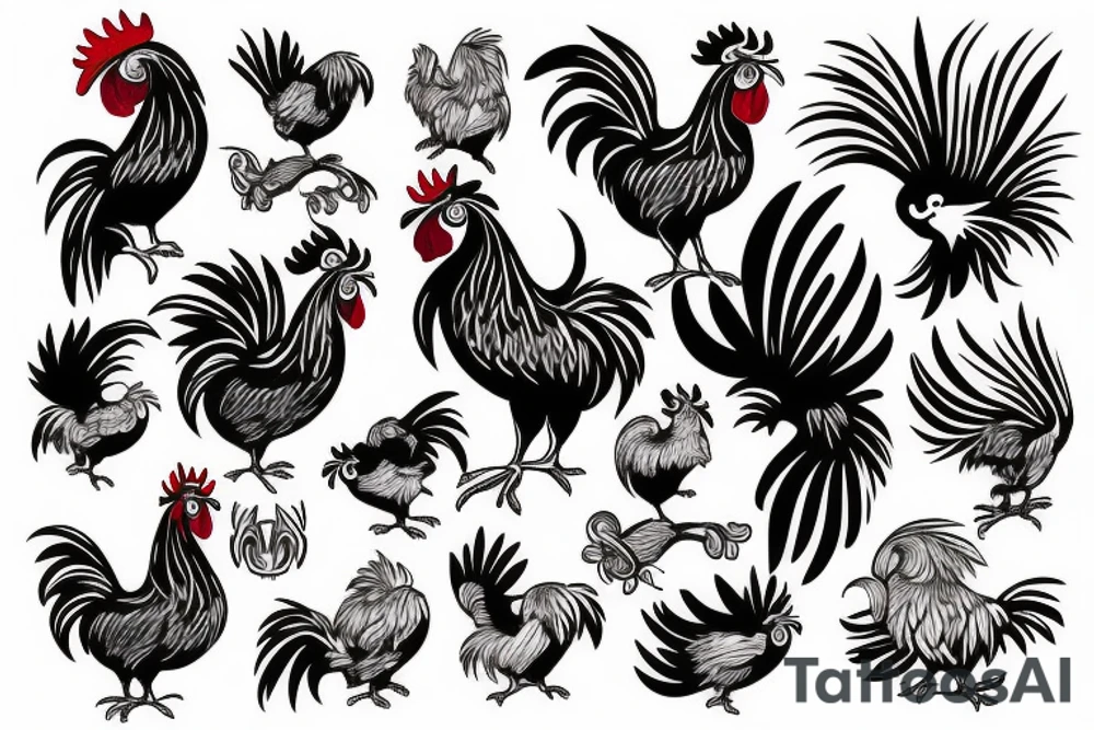 Rooster fighting tattoo idea