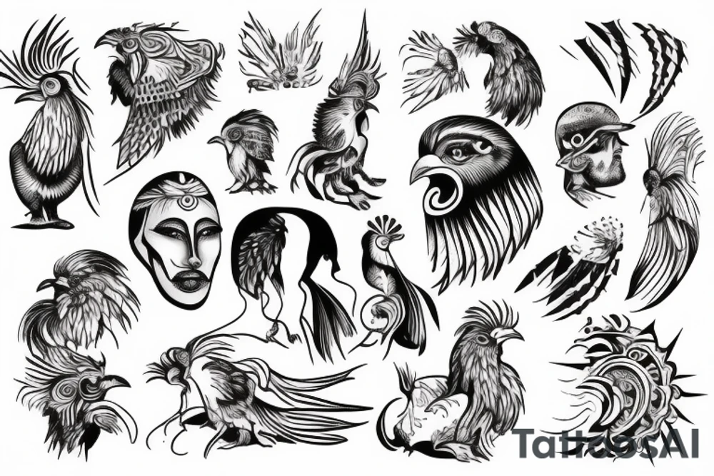 Gladiator with rooster head tattoo idea