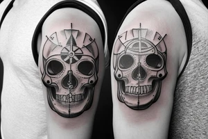 Mechanical Compass skull tattoo idea