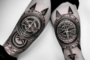 Mechanical Compass skull tattoo idea