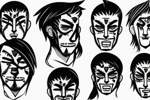 male face with scar tattoo idea