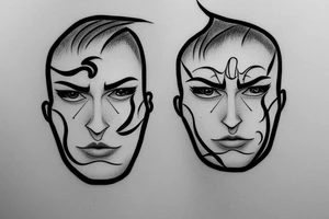 male face with scar tattoo idea