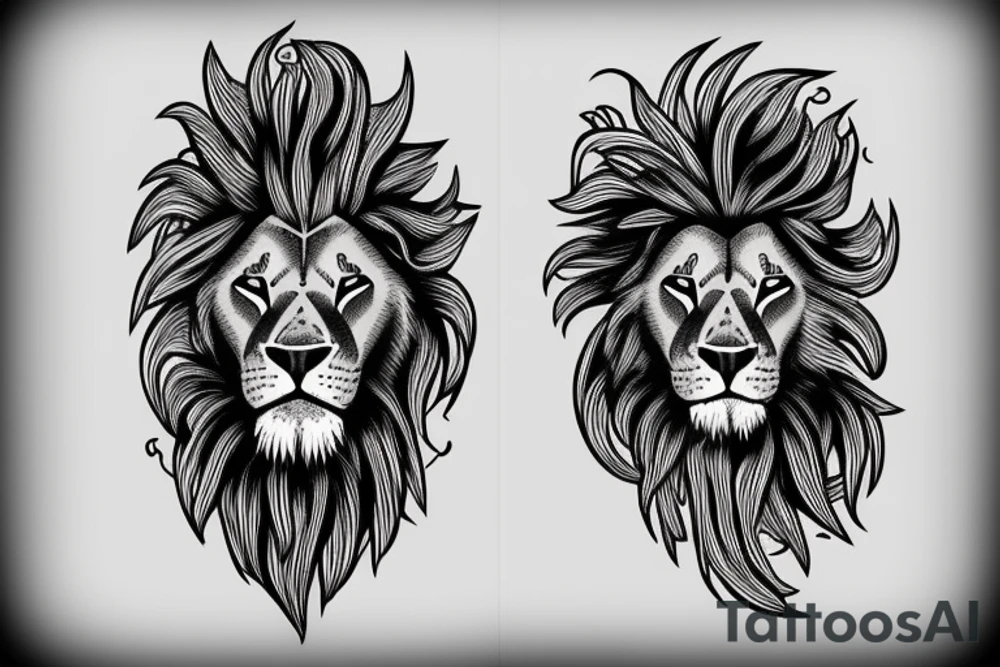 a lion eating a bird tattoo idea