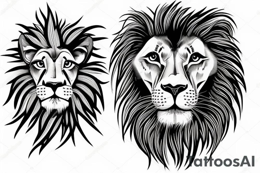a lion eating a bird tattoo idea