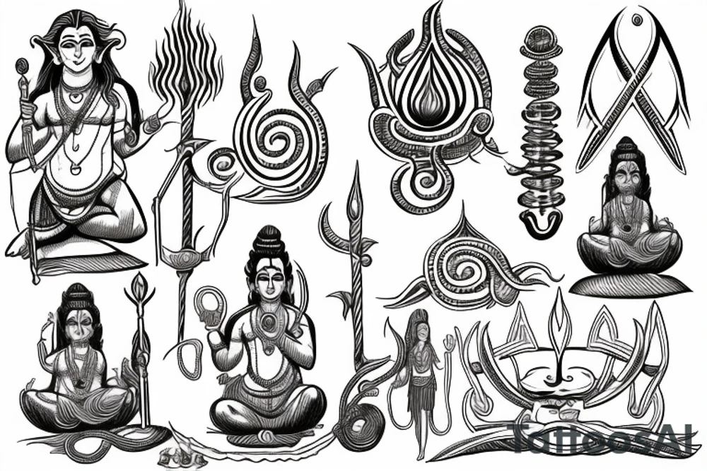 Lord shiva's trident with the string connect to it in S shape tattoo idea