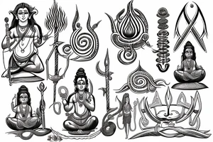 Lord shiva's trident with the string connect to it in S shape tattoo idea