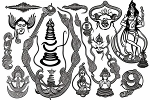 Lord shiva's trident with the string connect to it in S shape tattoo idea