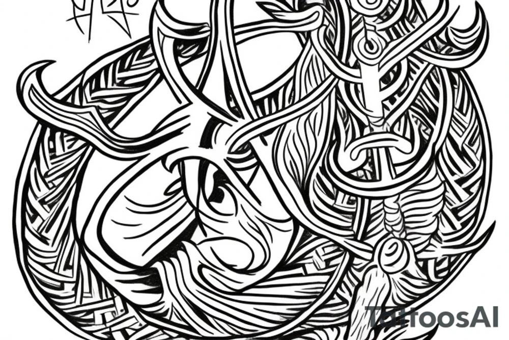shiva's trident with the string connect to it in S shape tattoo idea