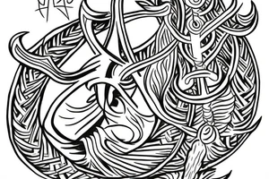 shiva's trident with the string connect to it in S shape tattoo idea