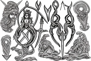 shiva's trident with the string connect to it in S shape tattoo idea