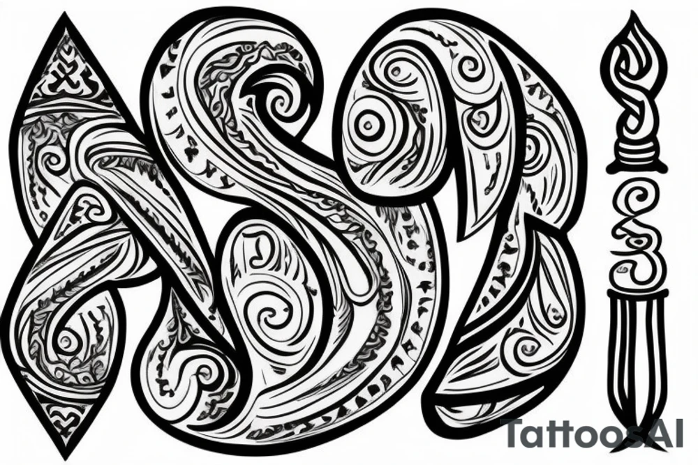 Hindu trident with a cloth piece shaped as the letter S tattoo idea