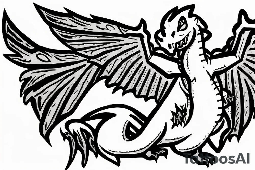 Charzard with wings expanded with flames tattoo idea