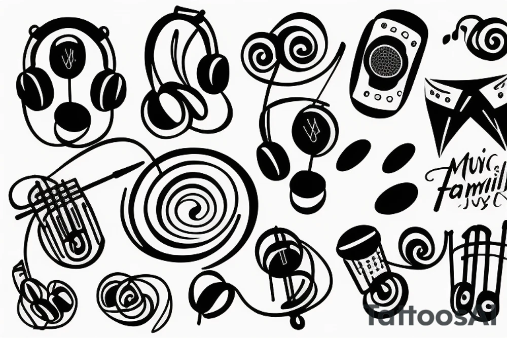 Music and family tattoo idea