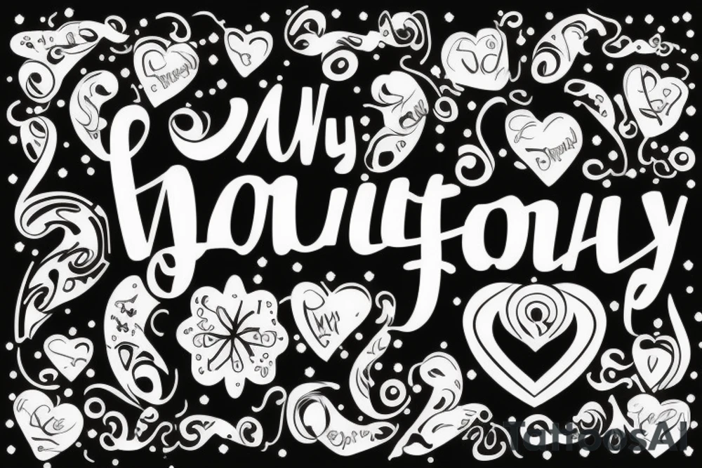 The word family written with music tattoo idea